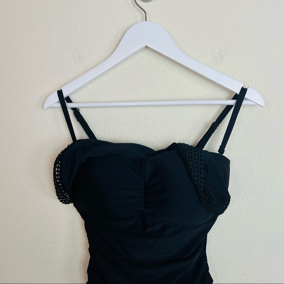 Kona Soul Black Ruffle Laser Cut Flounce Convertible One Piece Swimsuit - Picture 6 of 14